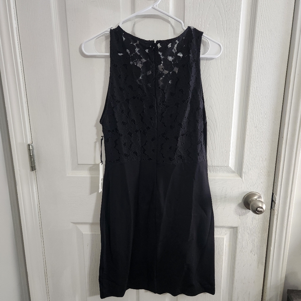 NWT BB Dakota Anthropologie black sleeveless lace shift dress women M stretch - Picture 13 of 14